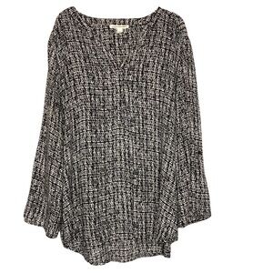 GIORGIO Sant’Angelo - Black & White V-Neck Long Sleeve Top - Size Large